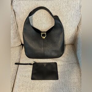 Salvatore Ferragamo black purse with small clutch bag included